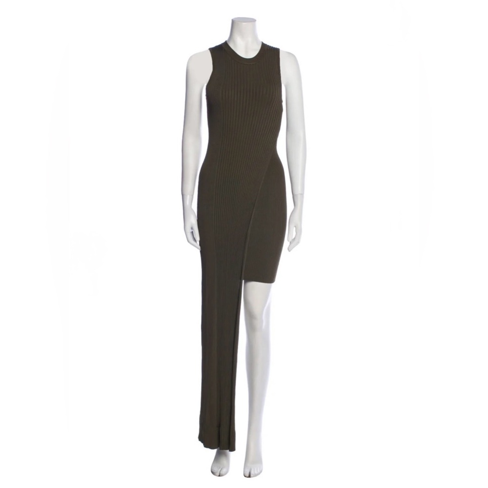 Ronny Kobo Collection Olive Asymmetrical Ribbed Dress